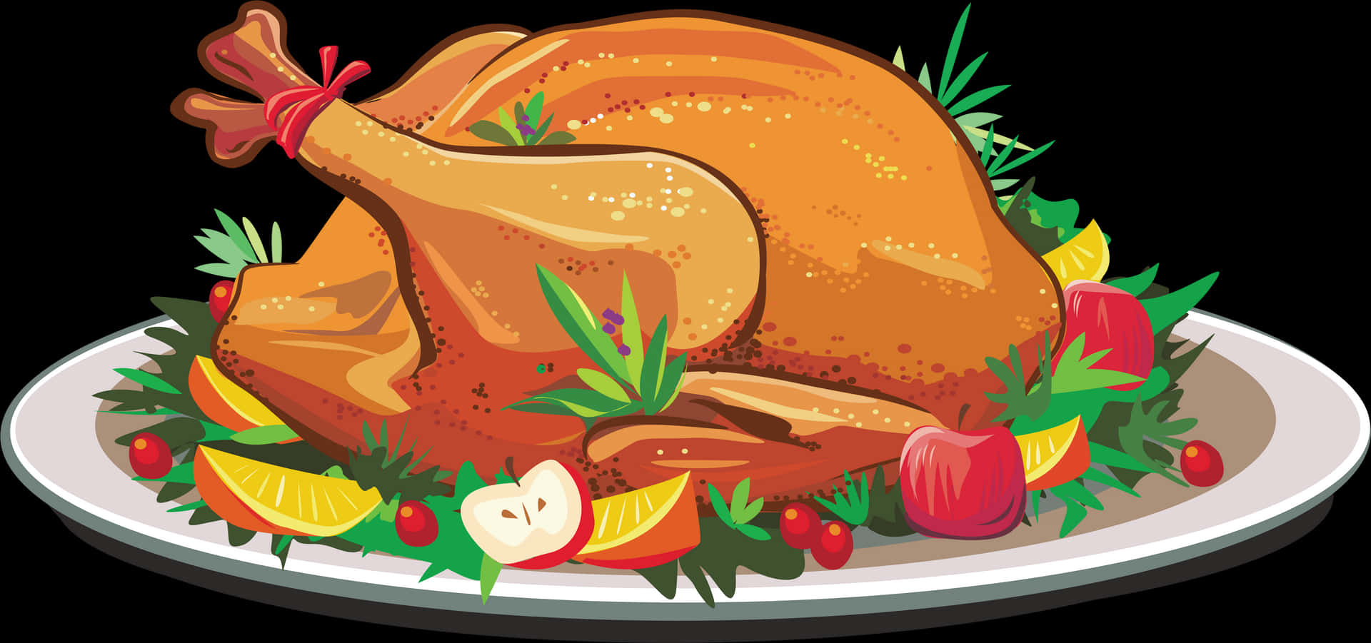 Roasted Turkey Dish Illustration PNG