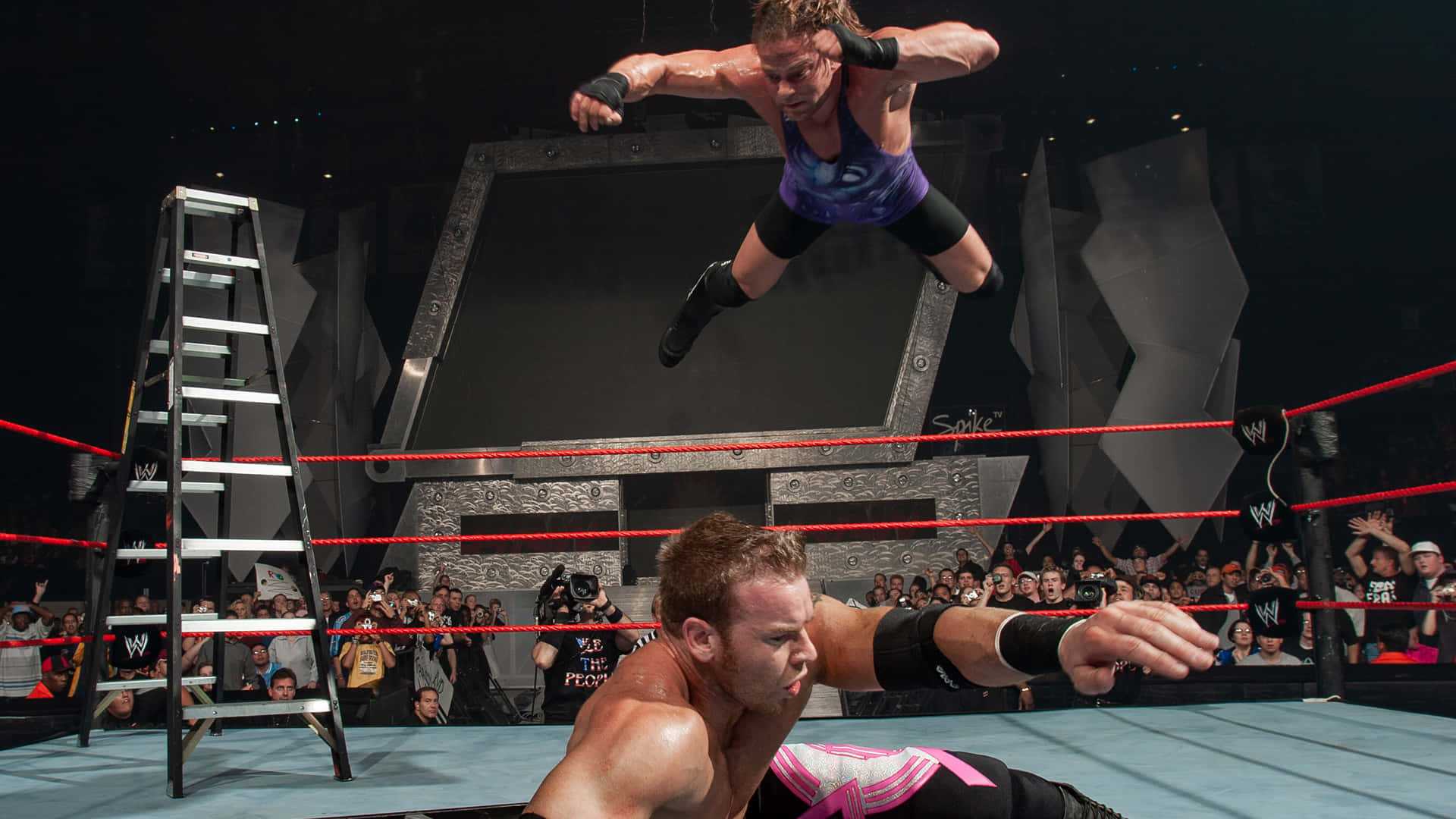 Pro Wrestlers Rob Van Dam and Christian Cage in Action Wallpaper