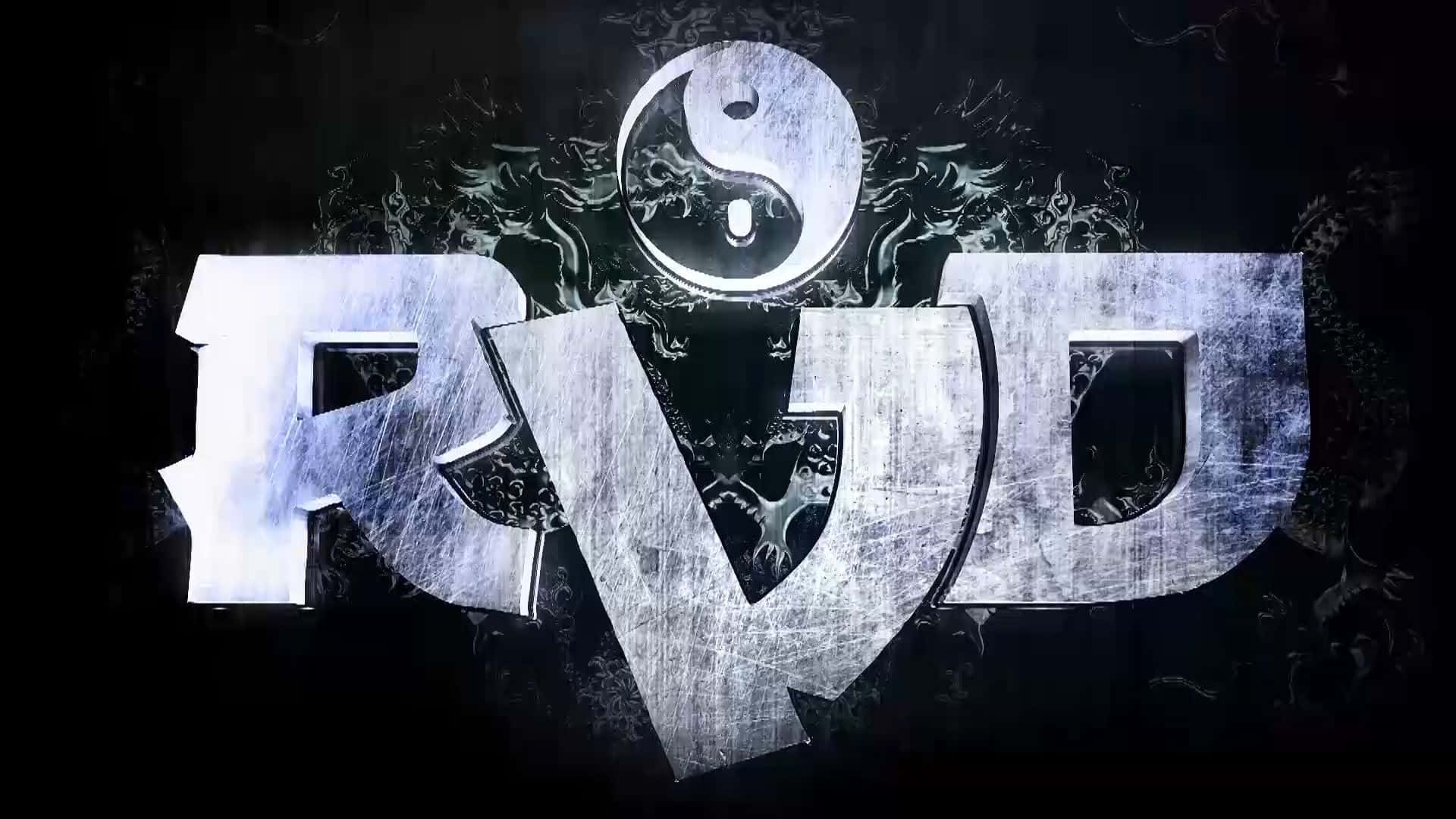 Rob Van Dam Yin Yang Logo Tapet: Ryst energi fremstillet i Yin Yang-logoet, mens Rob Van Dam udfører den endelige frogsplash. Wallpaper