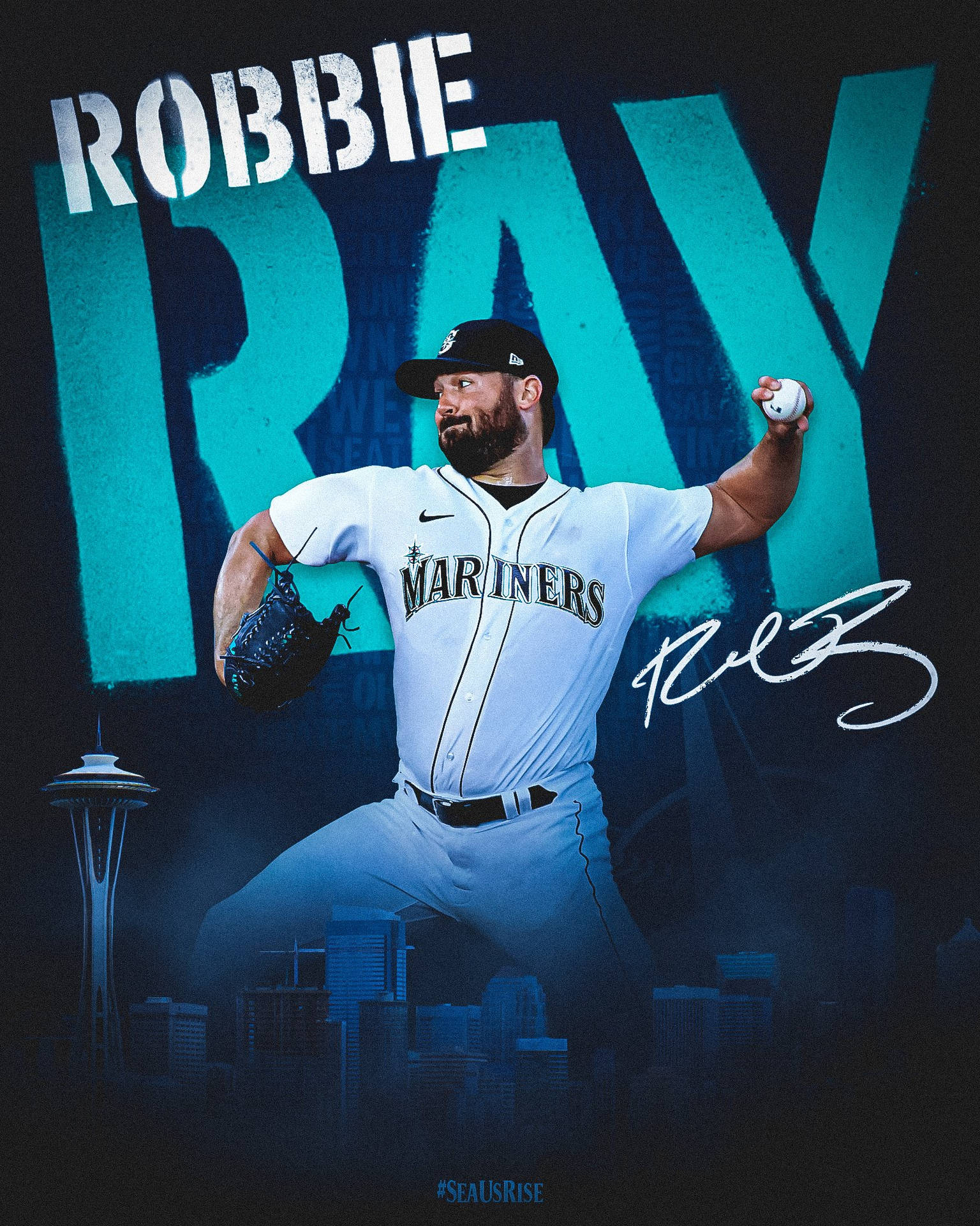 Robbie Ray Poster Med Navn Og Signatur. Wallpaper