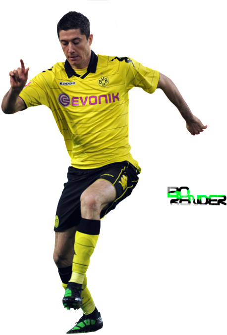 Robert Lewandowski Borussia Dortmund Action Shot PNG