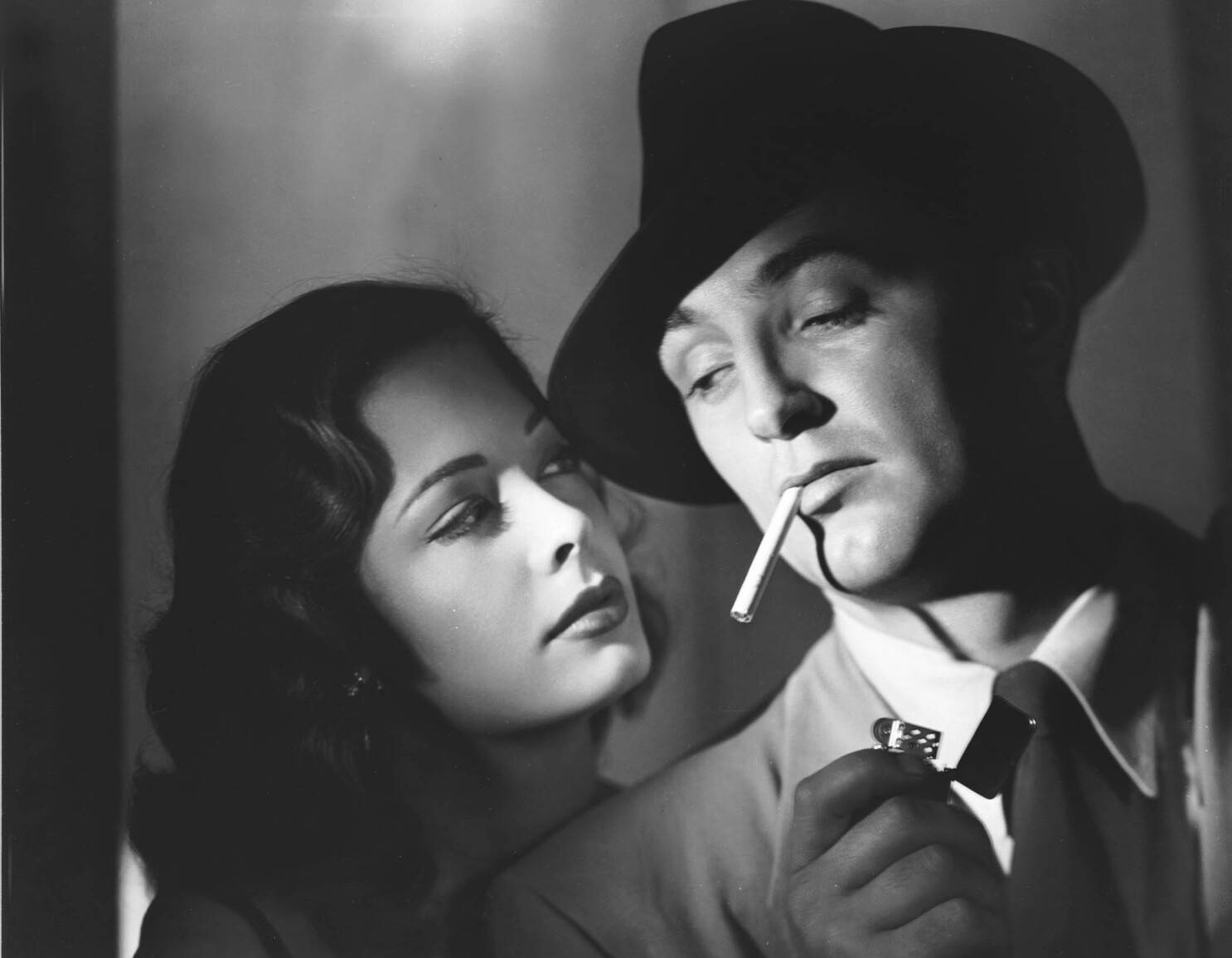 Robert Mitchum og Jane Greer sort-hvid film stadig. Wallpaper