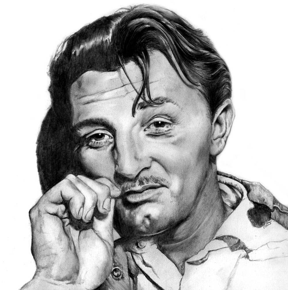 Hollywood Legend Robert Mitchum in Black and White Wallpaper