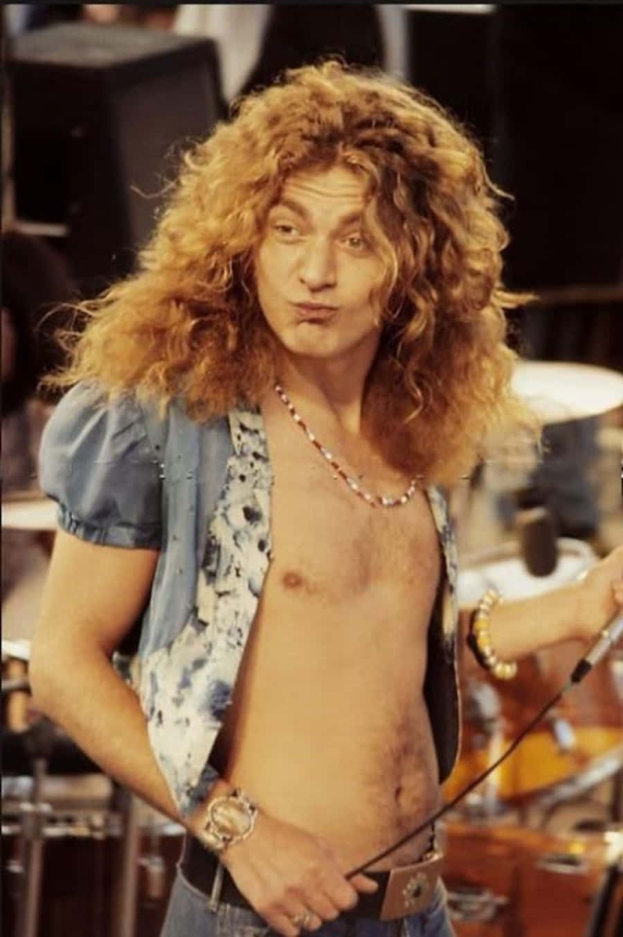 Laleggenda Del Rock Robert Plant Che Suona Sul Palco