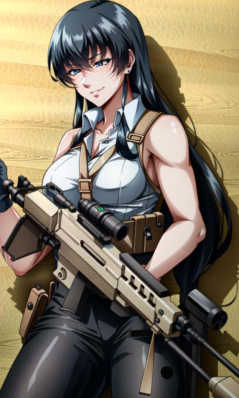 Personnage Animé De Roberta De Black Lagoon Avec Une Arme Fond d'écran