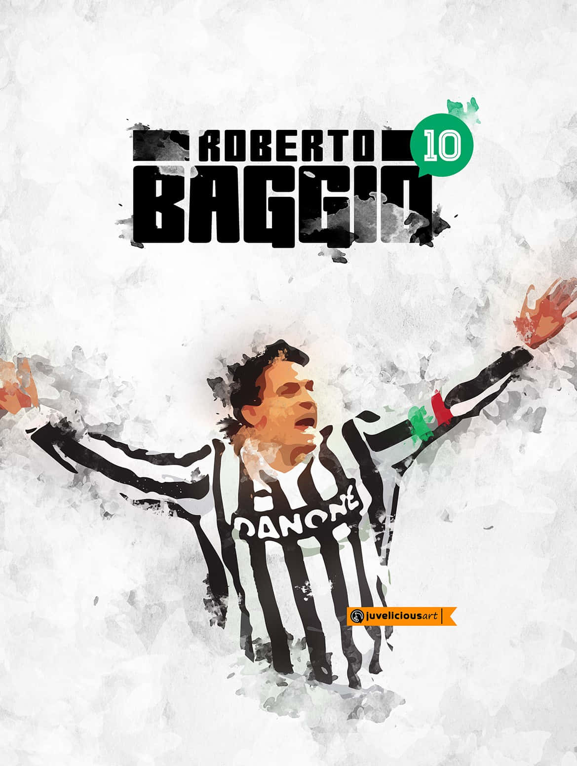 Robertobaggio Retro Poster Fotbollsspelare Wallpaper