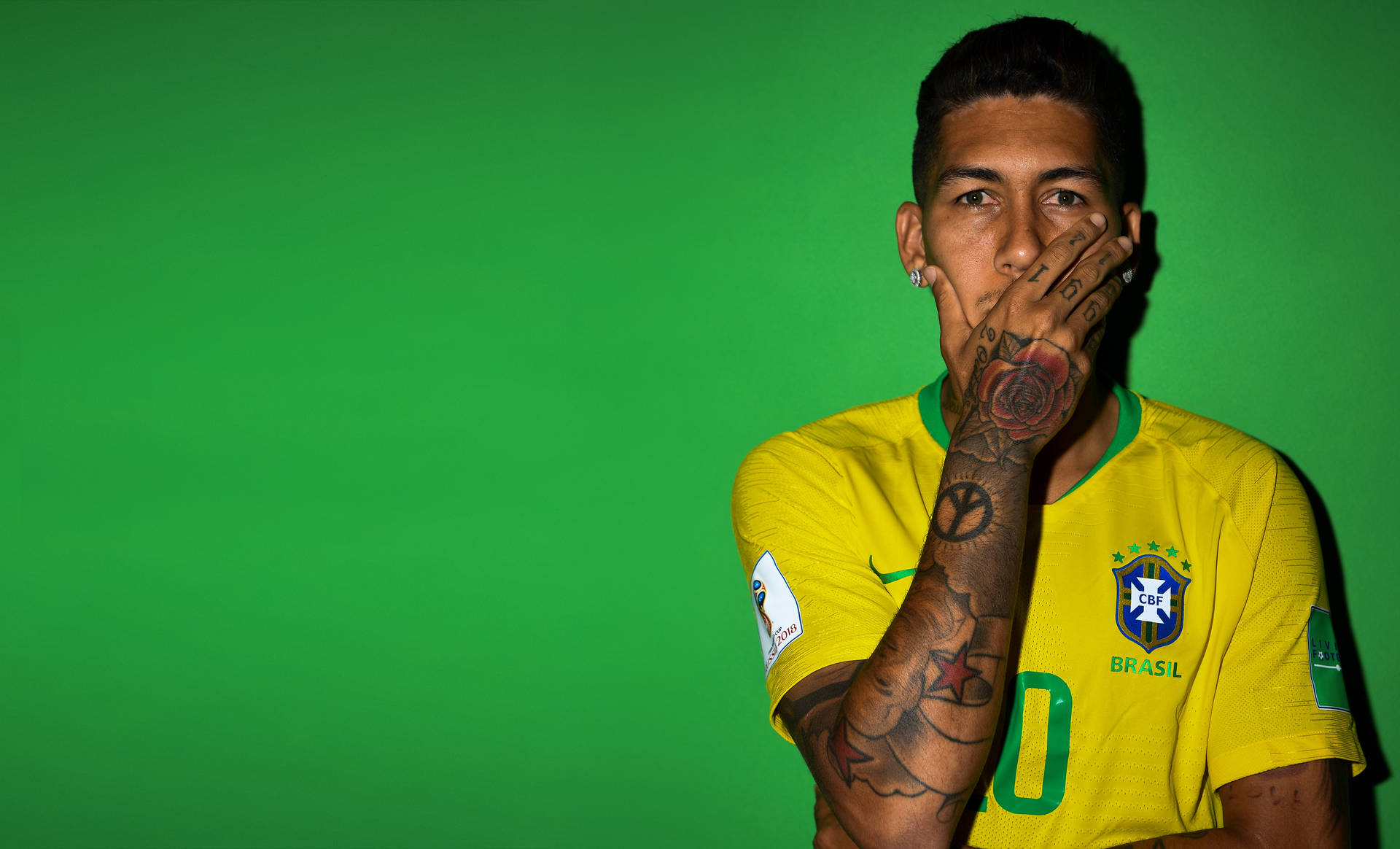 Roberto Firmino Covered Mouth Wallpaper
