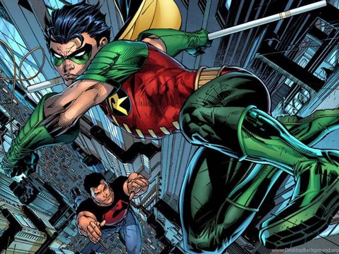 Robin Teen Titans Action Pose Wallpaper