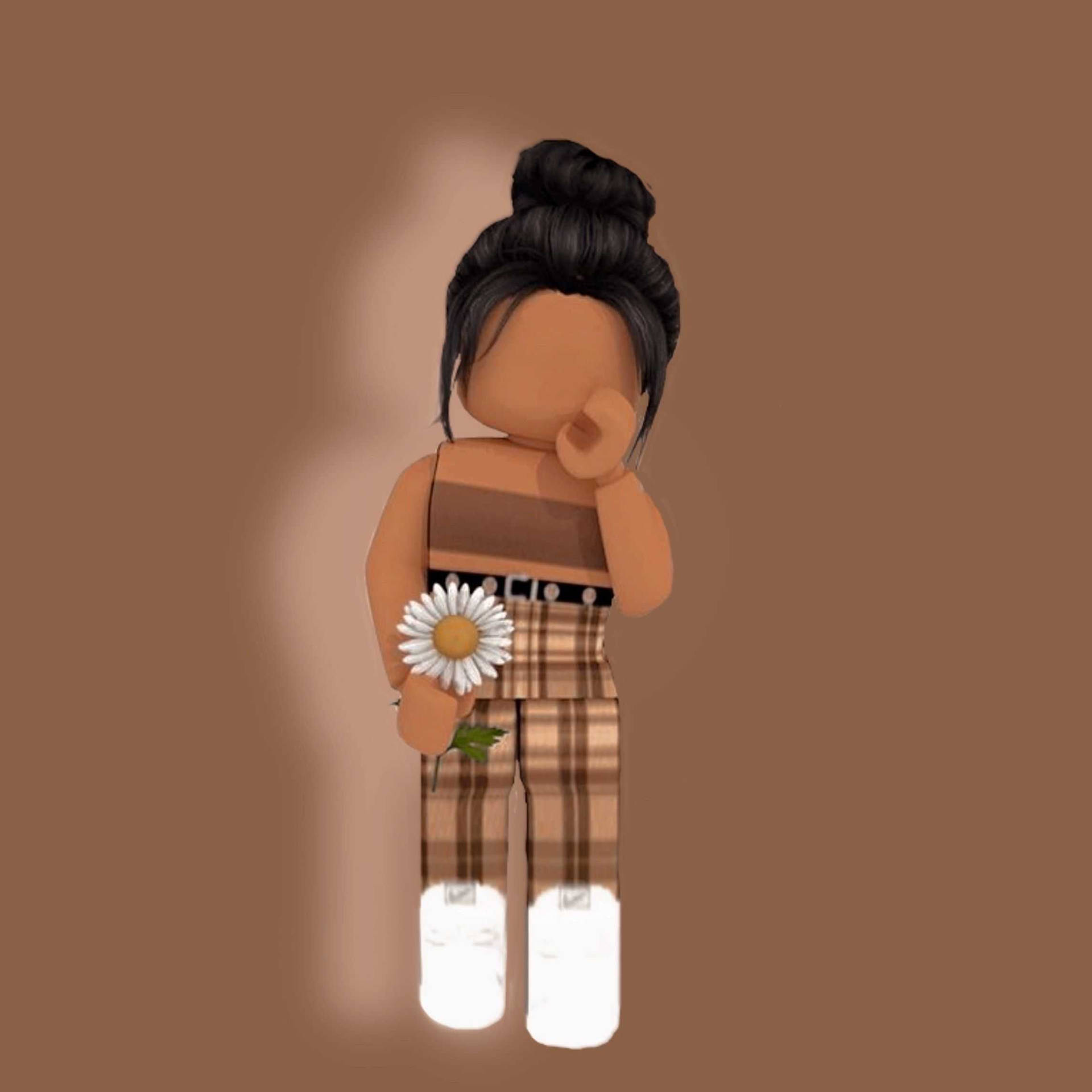 Caption: Exquisite Roblox Avatar with Brown Theme Wallpaper