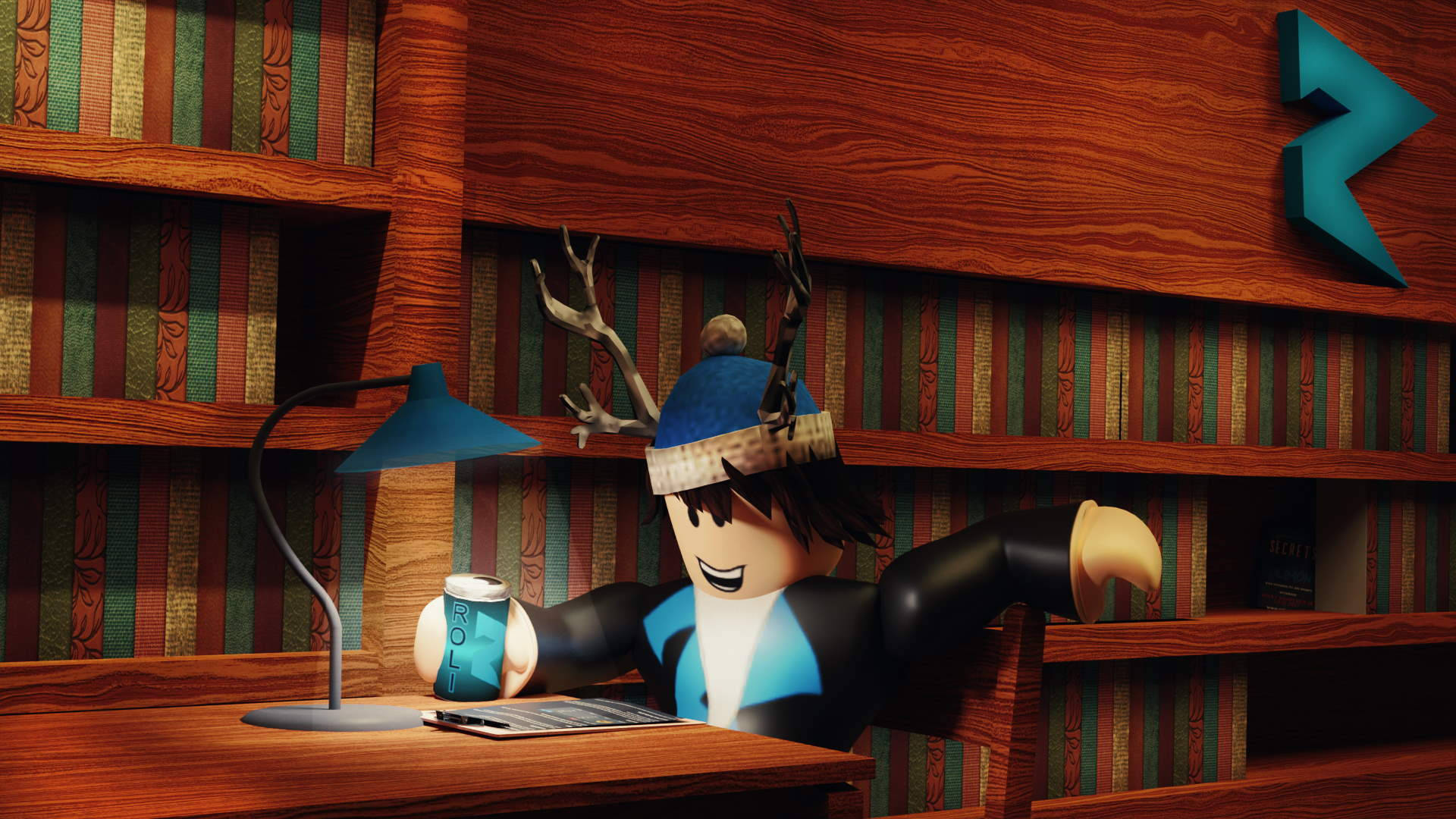 Download Roblox Avatar In Library Wallpaper 