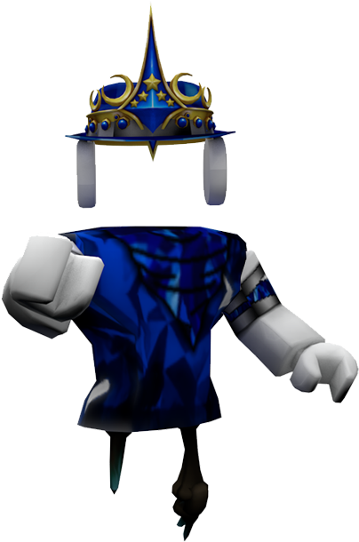 Roblox Avatarwith Crownand Blue Shirt PNG