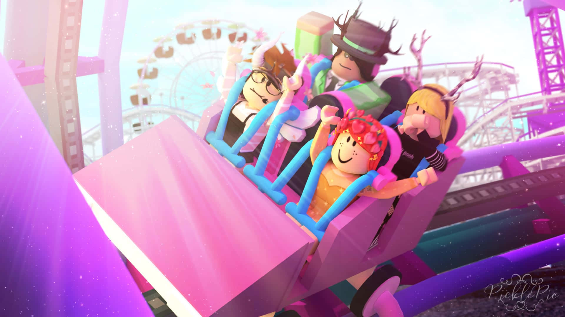 A Group Of People Riding A Roller Coaster