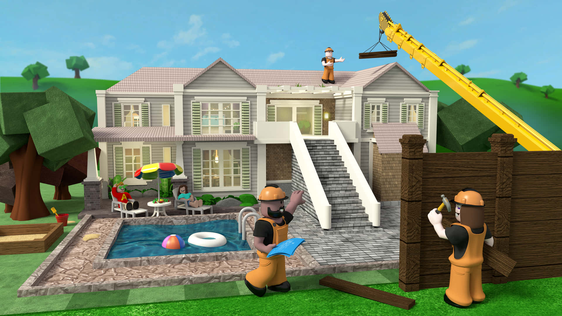 Download Enjoy the luxuries of the suburb life in Roblox Bloxburg Wallpaper