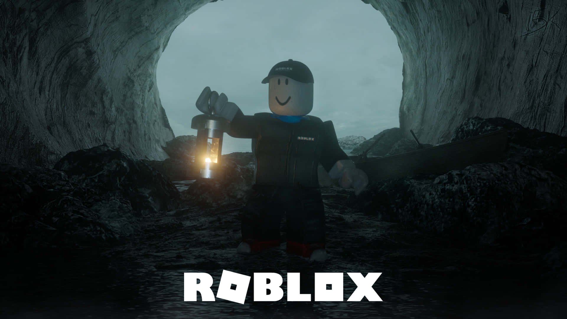 Roblox Character Exploring Cave Wallpaper