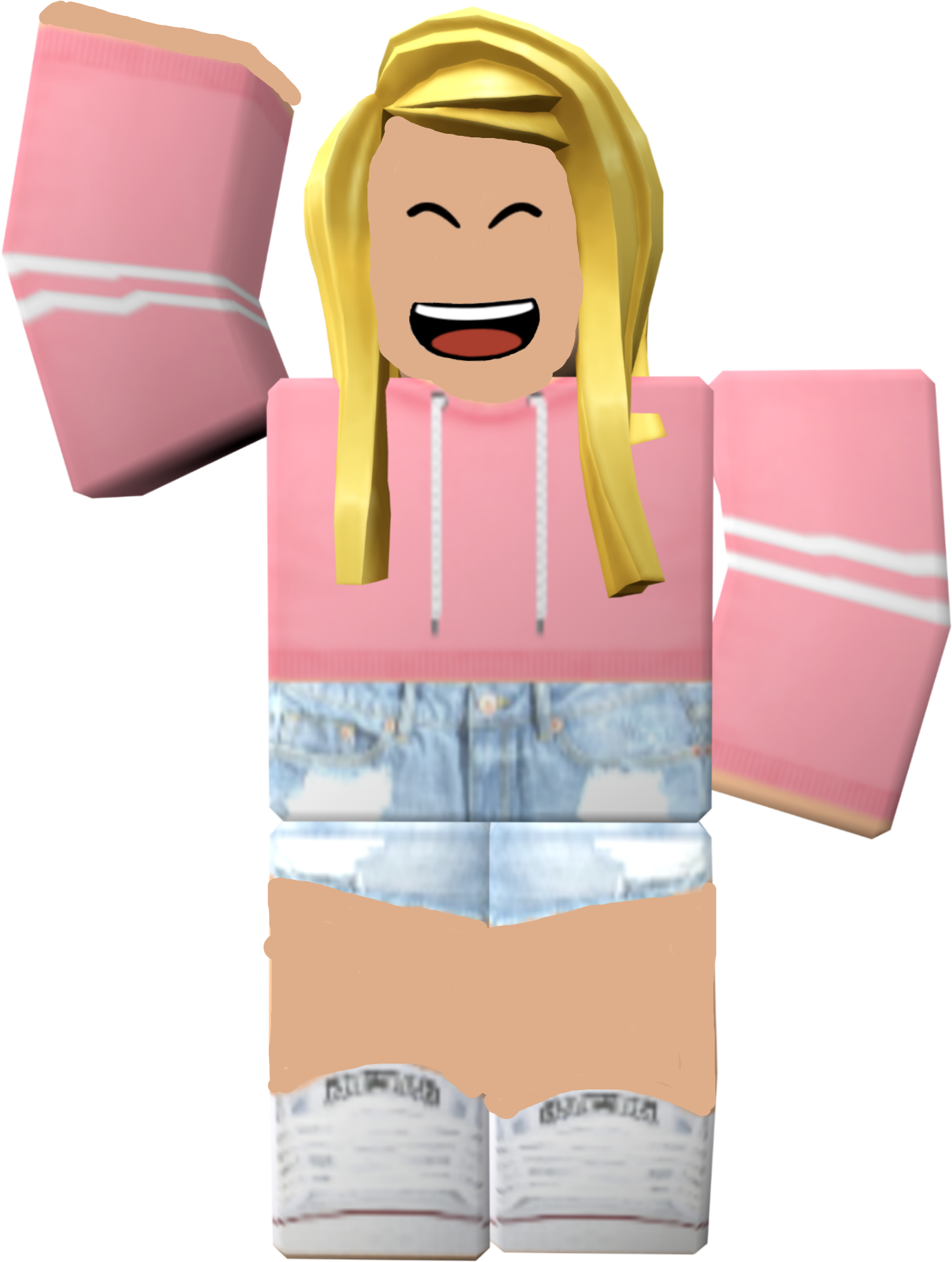 Roblox Character Laughing Pink Hoodie PNG