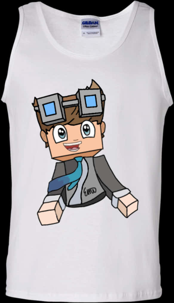 Roblox Character Printed White Tank Top PNG
