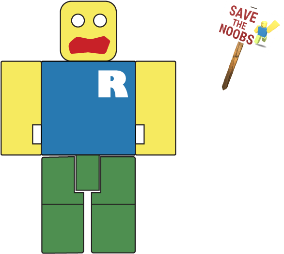 Roblox Character Save The Noobs Sign PNG