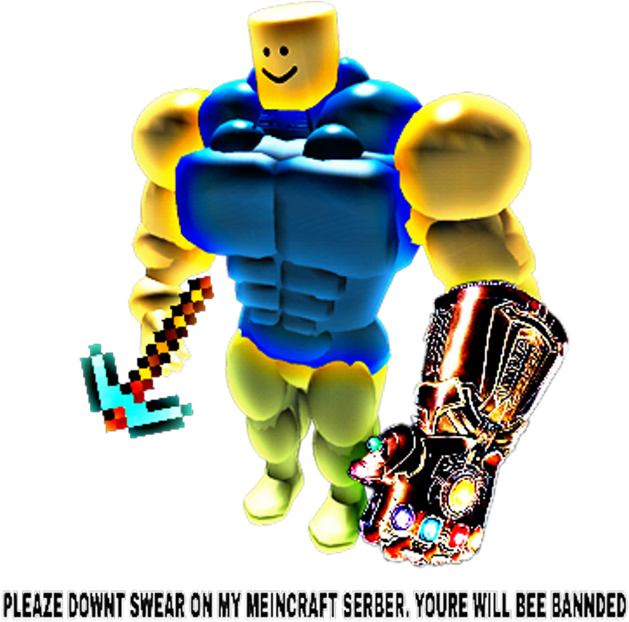 Roblox Character With Infinity Gauntletand Minecraft Sword PNG