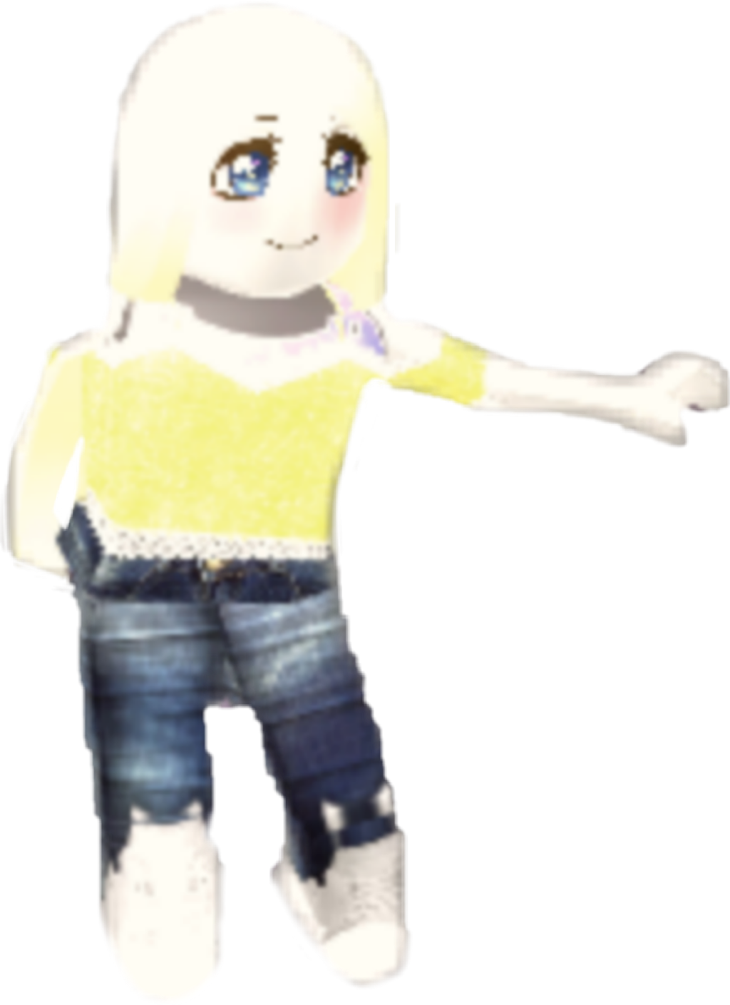 Roblox Character Yellow Top Blue Jeans PNG
