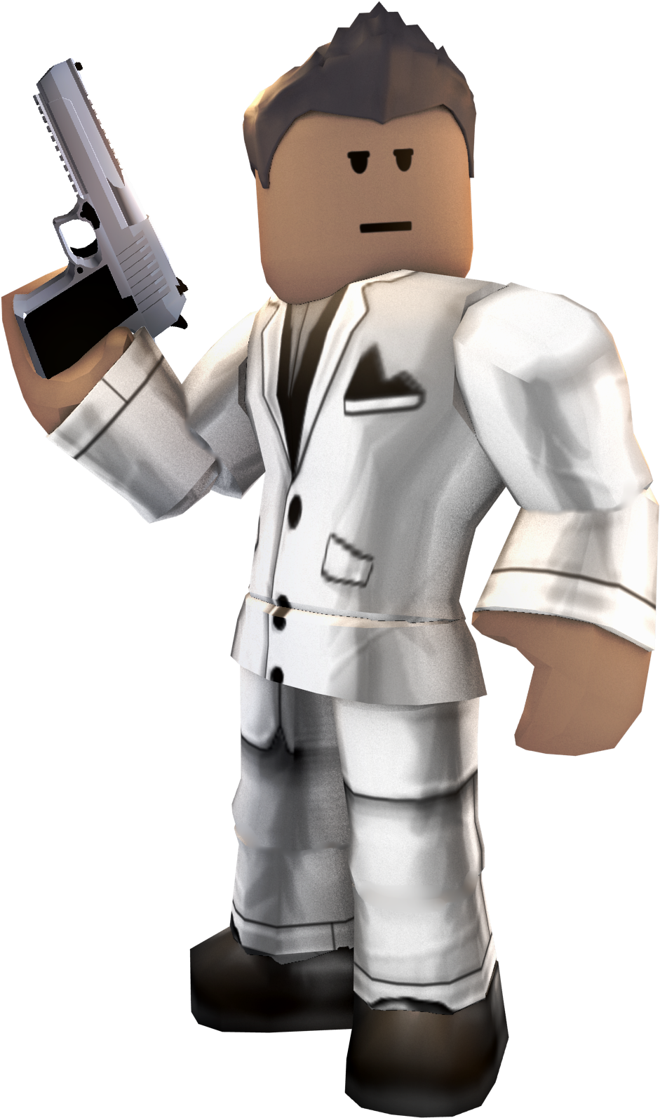 Download Roblox Characterin Suitwith Gun | Wallpapers.com