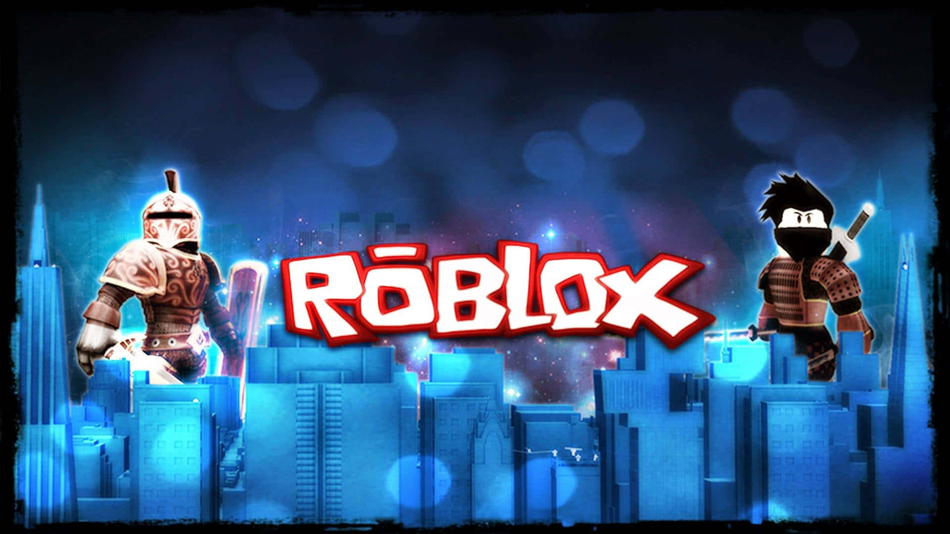 Roblox Characters Cityscape Background Wallpaper