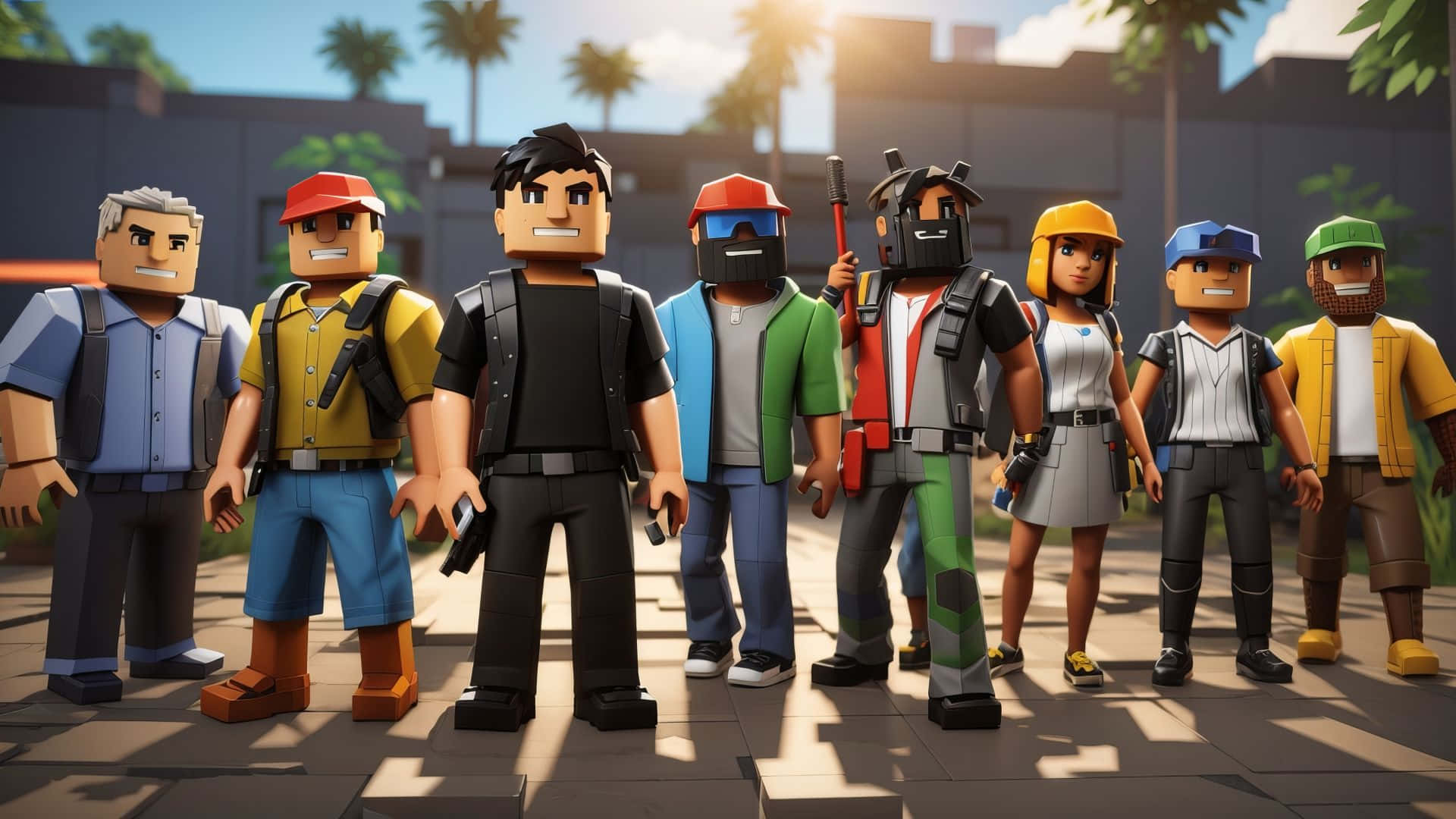 Roblox Characters Group Pose Wallpaper