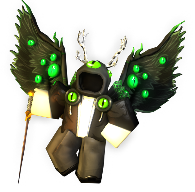 Roblox Characterwith Green Eyesand Wings PNG