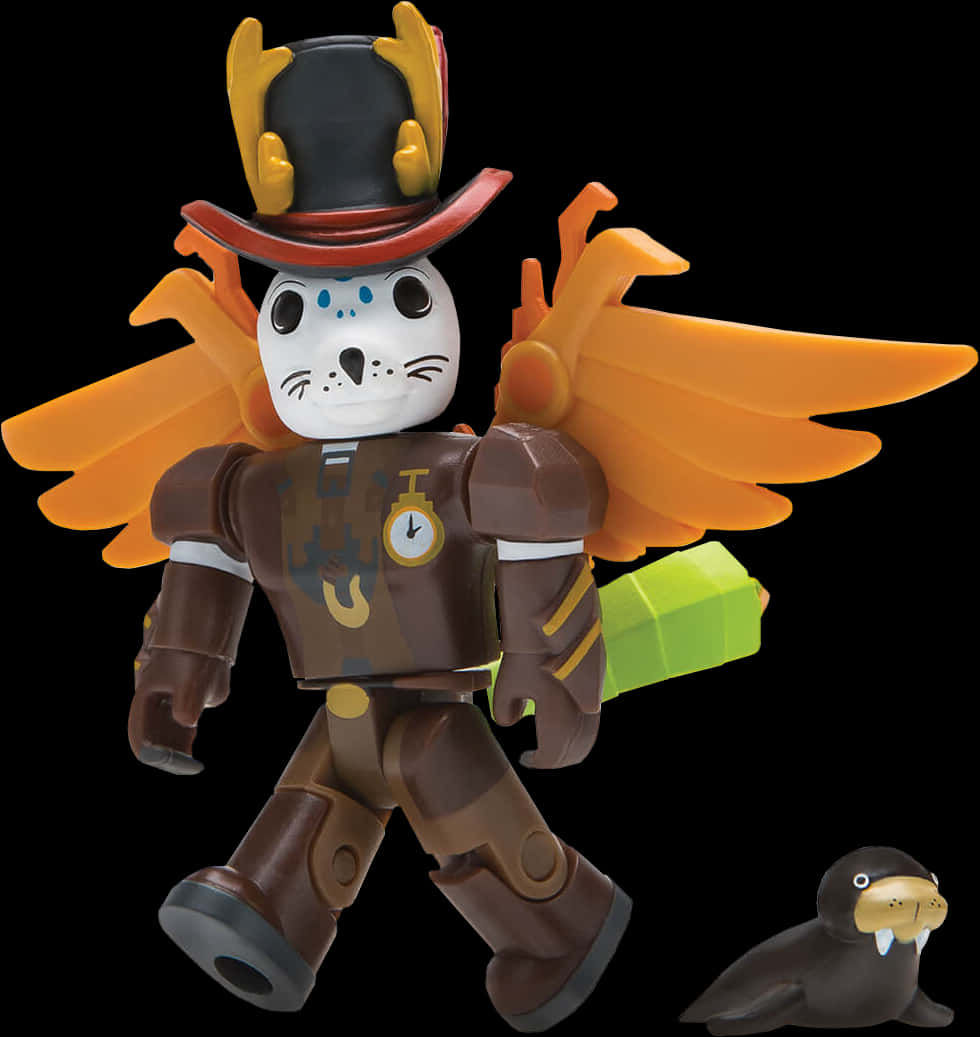 Roblox Characterwith Wingsand Seal Companion PNG