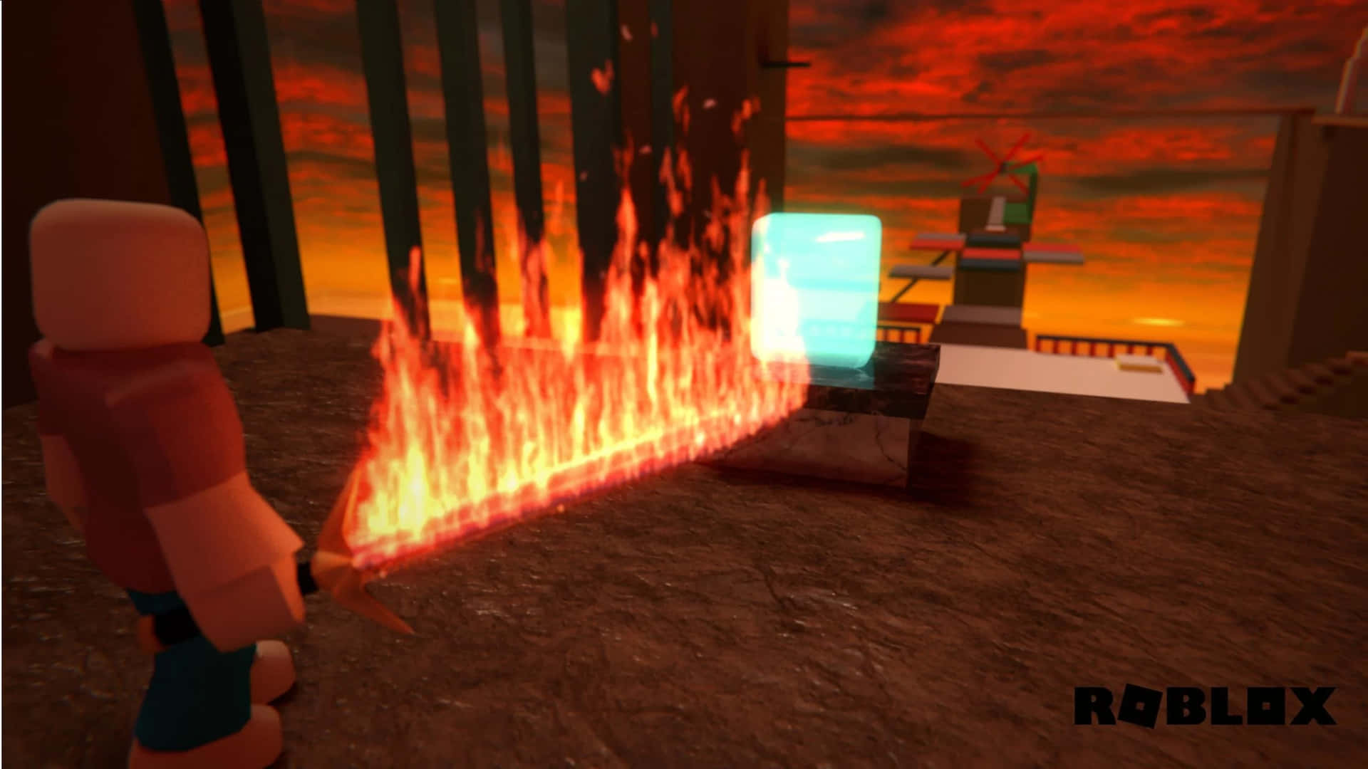 Roblox Flame Thrower Action Wallpaper