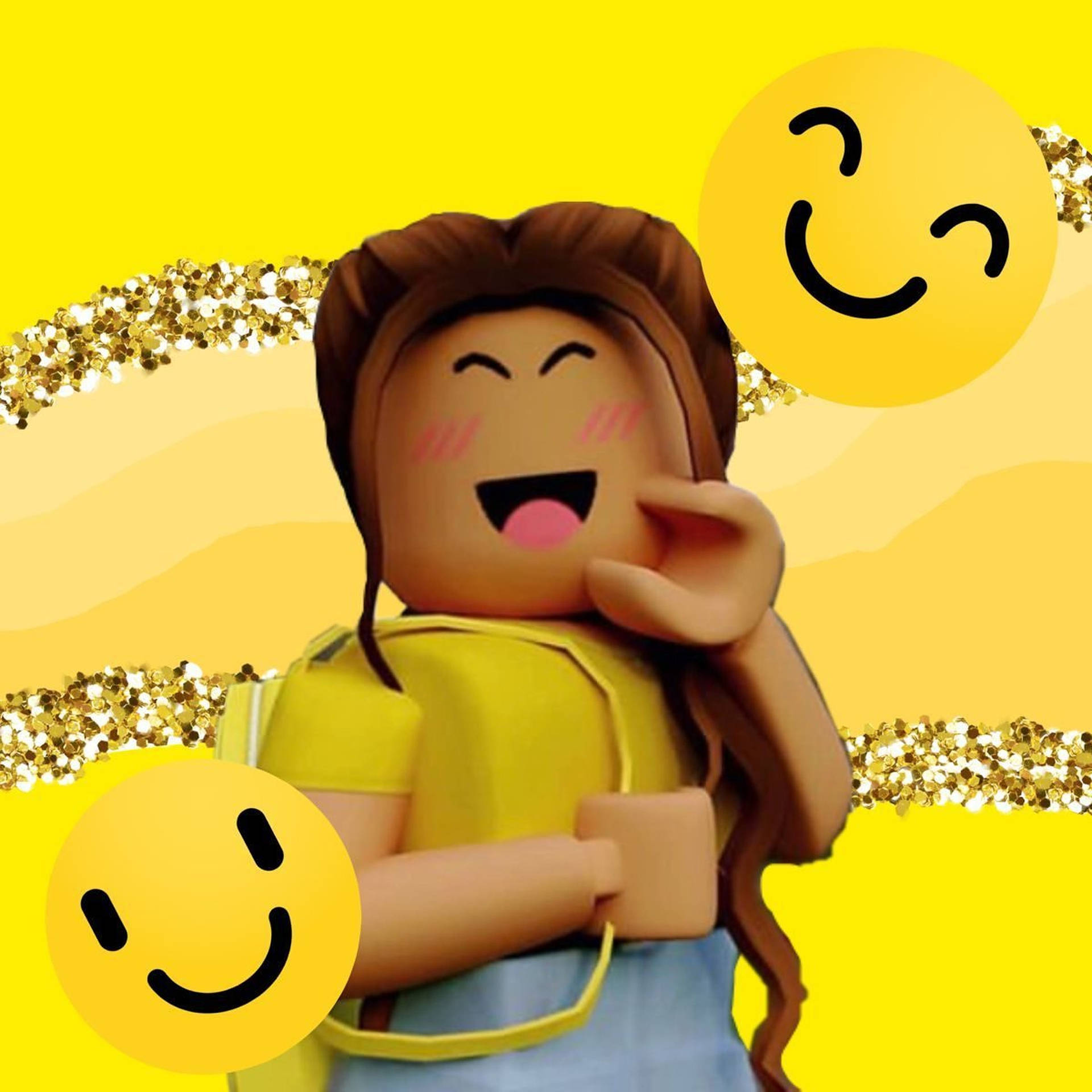 Robloxmädchen Mit Smiley-emoji Wallpaper