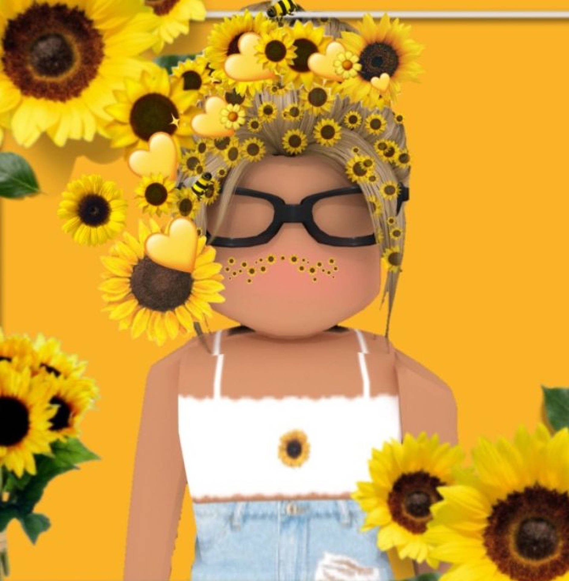 Download Cute Roblox Girl Yellow Background Wallpaper