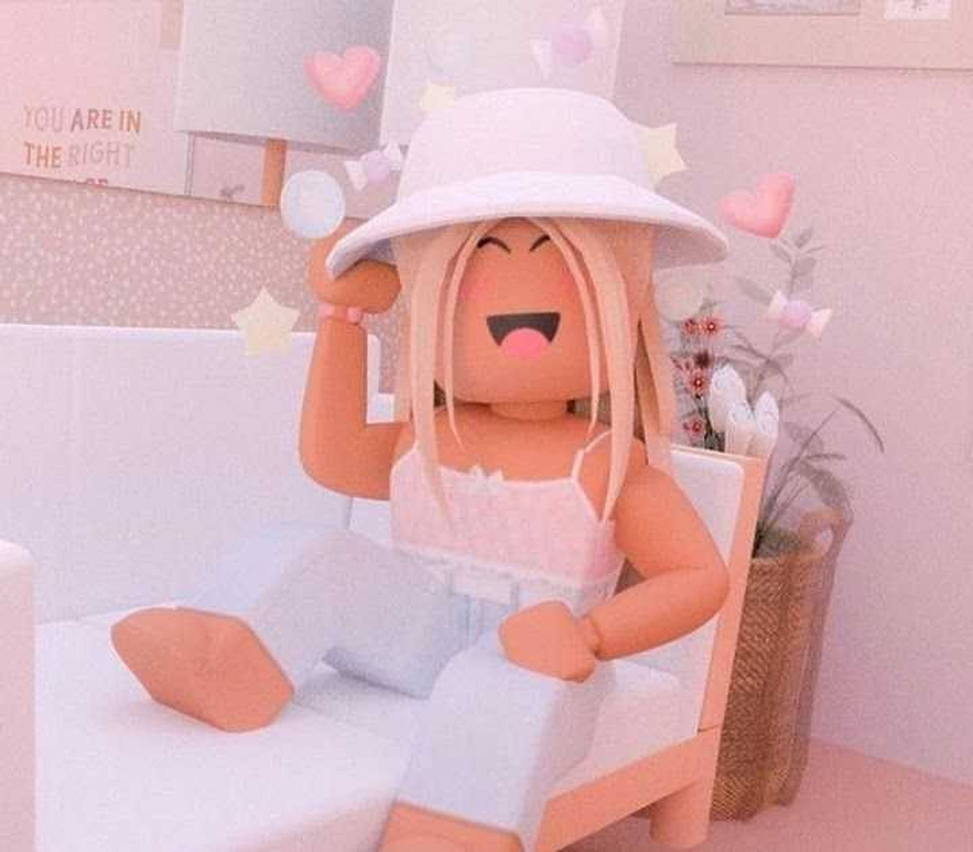 Roblox Girl With White Hat Wallpaper