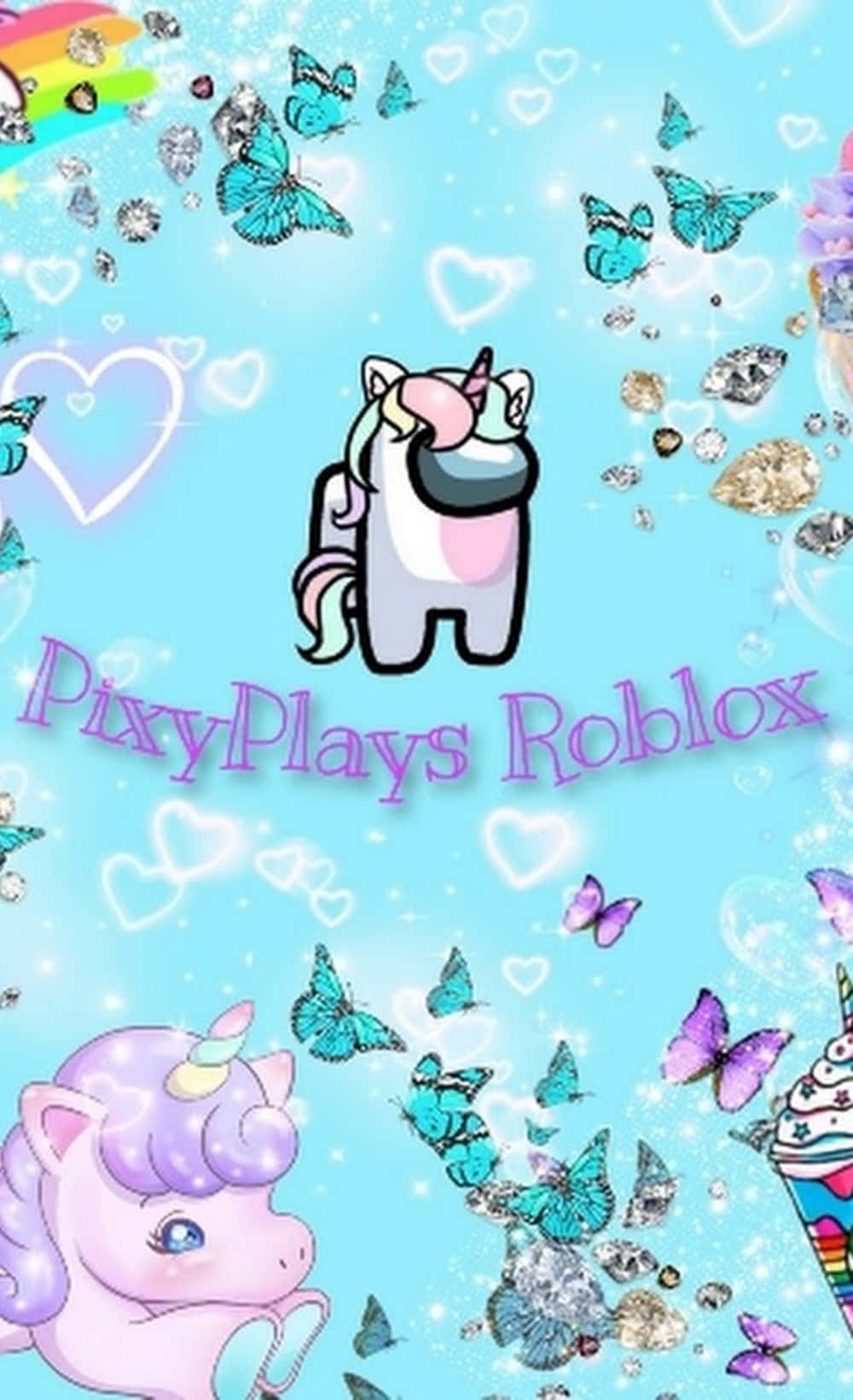 Roblox Iphone unicorn pastelfarvede sommerfugle Tapet Wallpaper