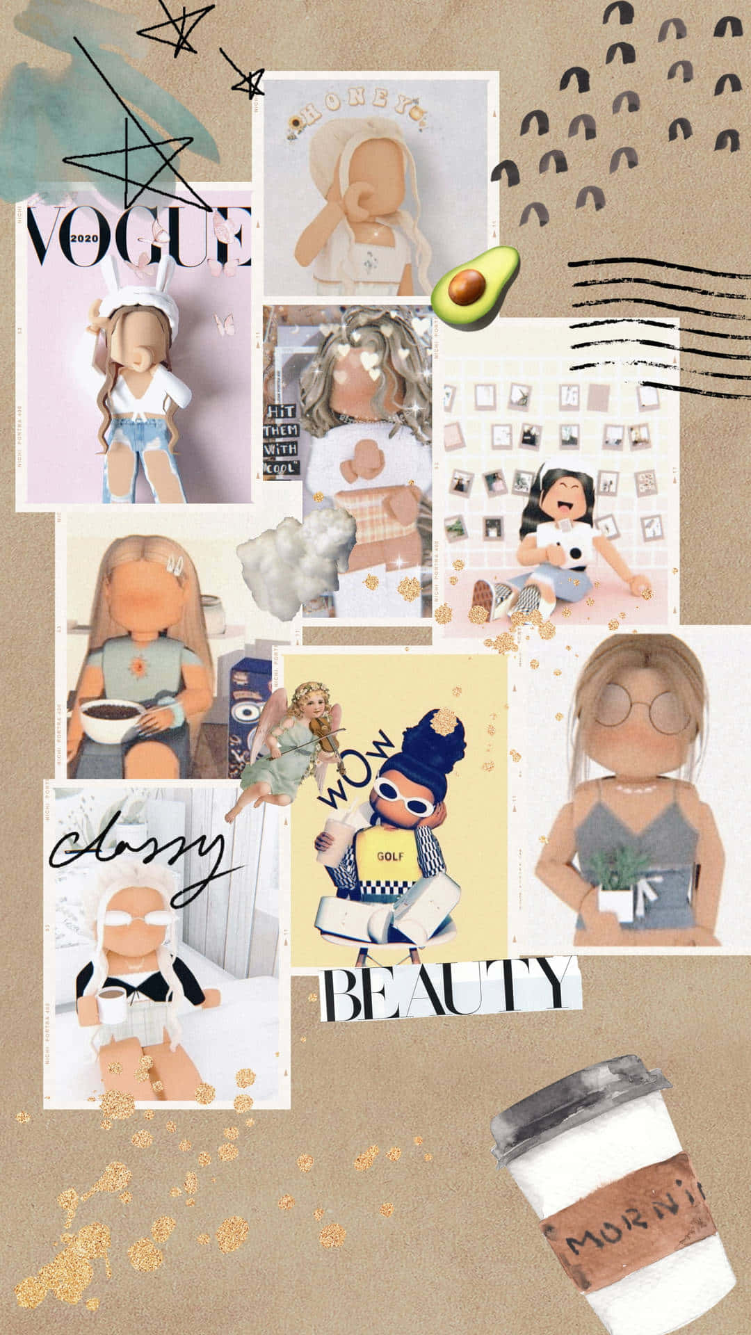 Roblox Iphone Aesthetic Girl Collage Art Wallpaper