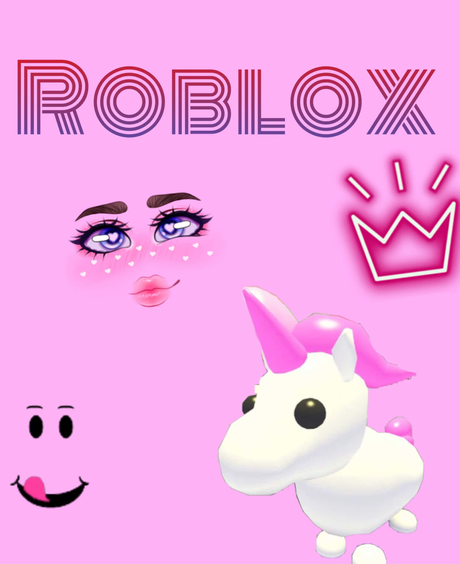 Designdi Roblox Con Unicorno Rosa, Per Iphone. Sfondo