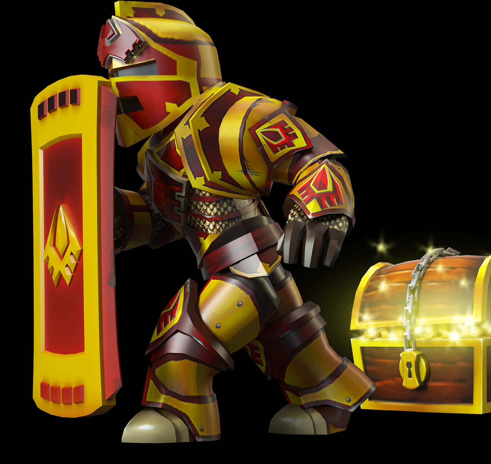 Roblox Knight Avatarwith Treasure Chest PNG