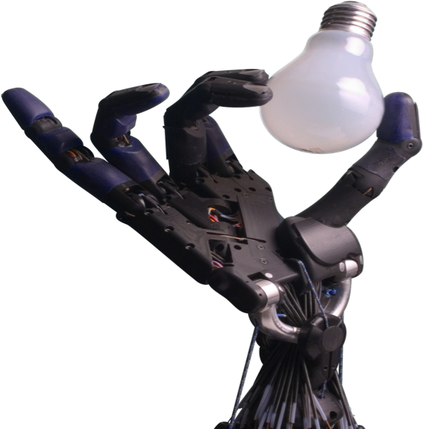 Robot Hand Holding Lightbulb PNG