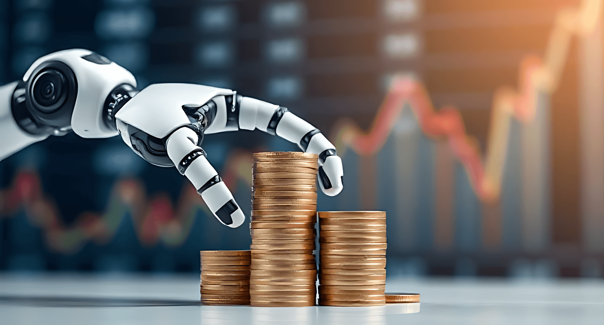 Robot Hand Pointing At Data Graph Wallpaper