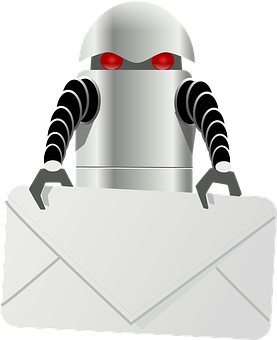 Robot Holding Envelope Illustration PNG