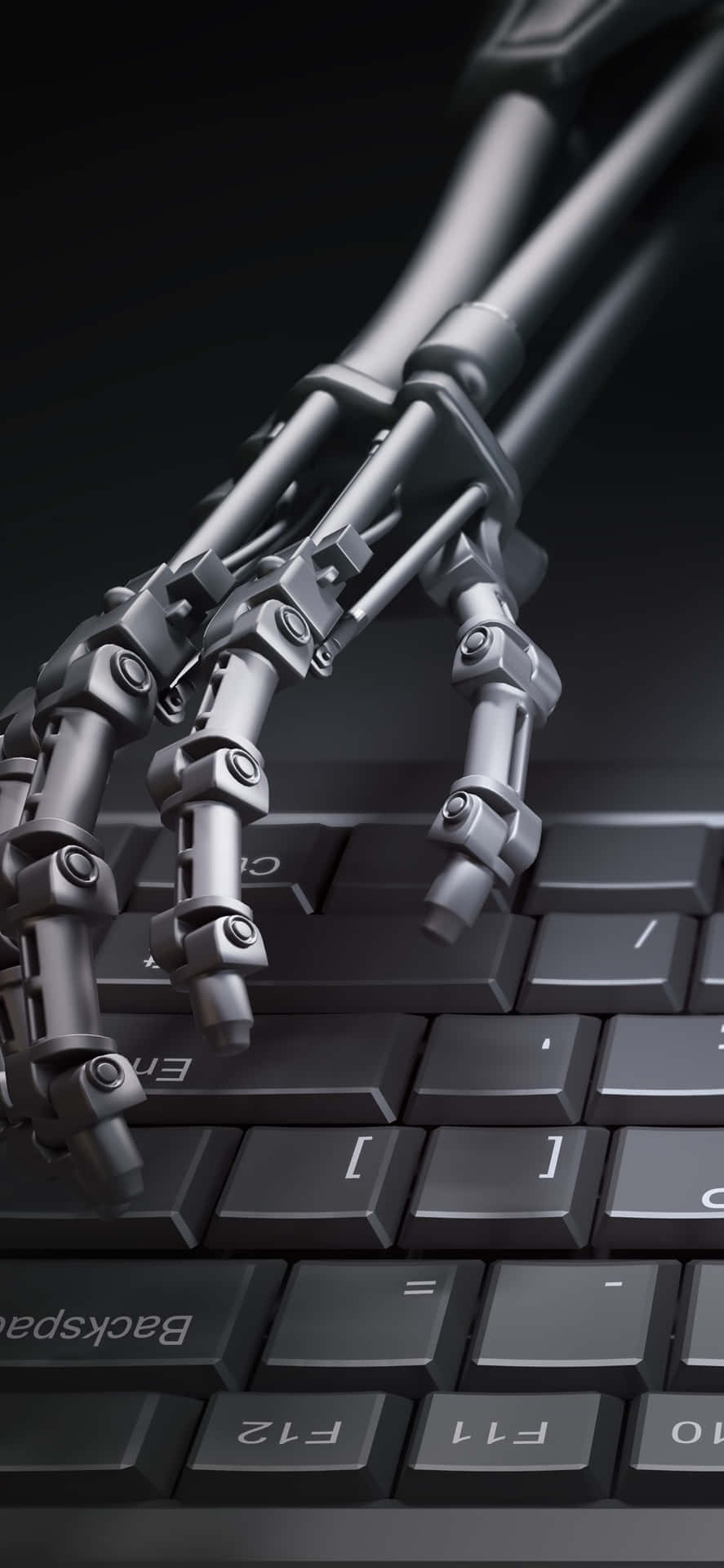Robotic_ Hand_ Typing_on_ Keyboard Wallpaper