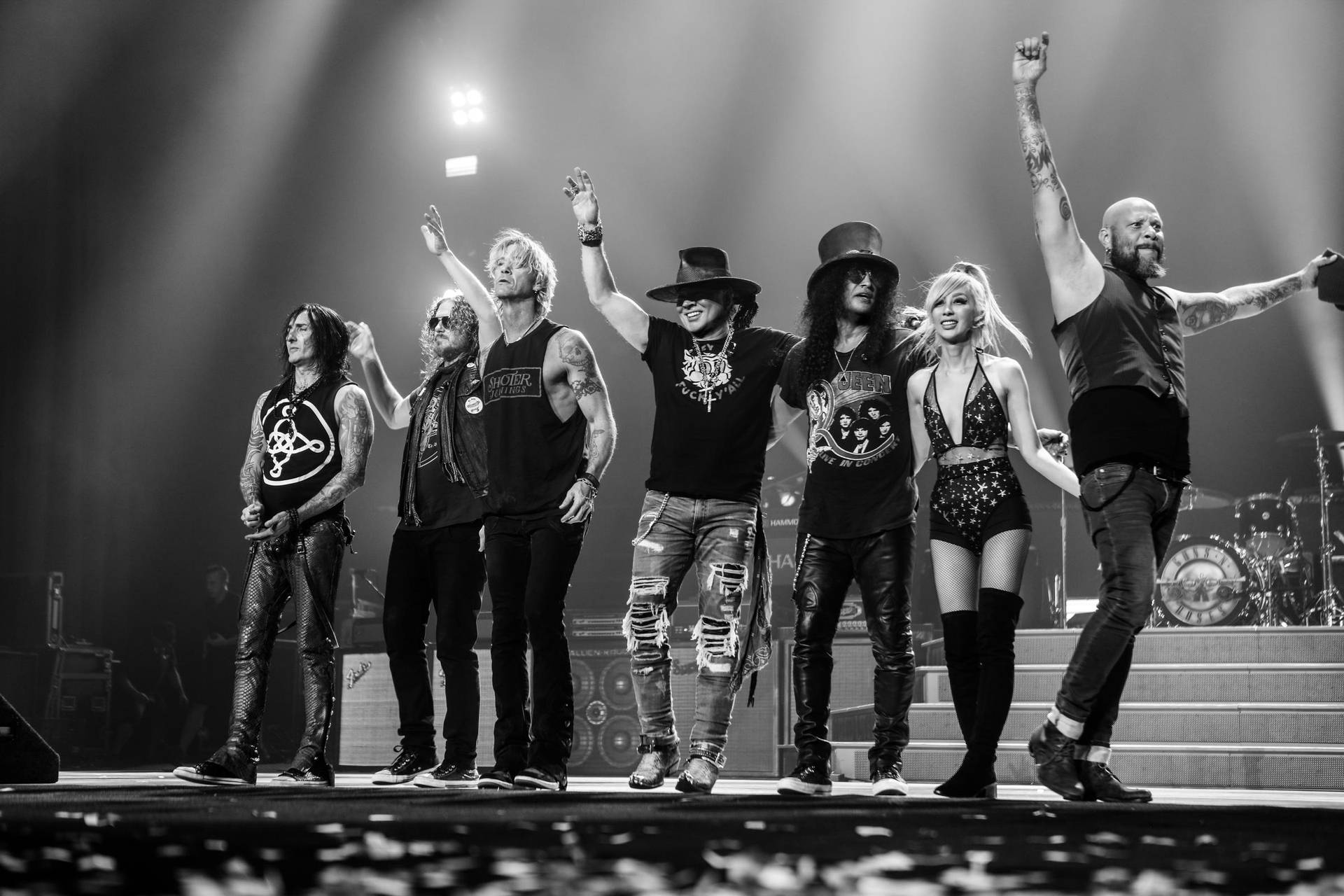 Iconic Rock Band Guns N’ Roses in Action Wallpaper
