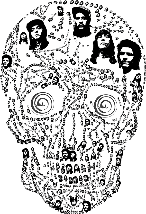 Rock Band Skull Illustration PNG