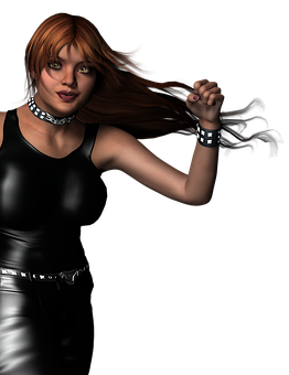 Rock Chic Animated Portrait PNG