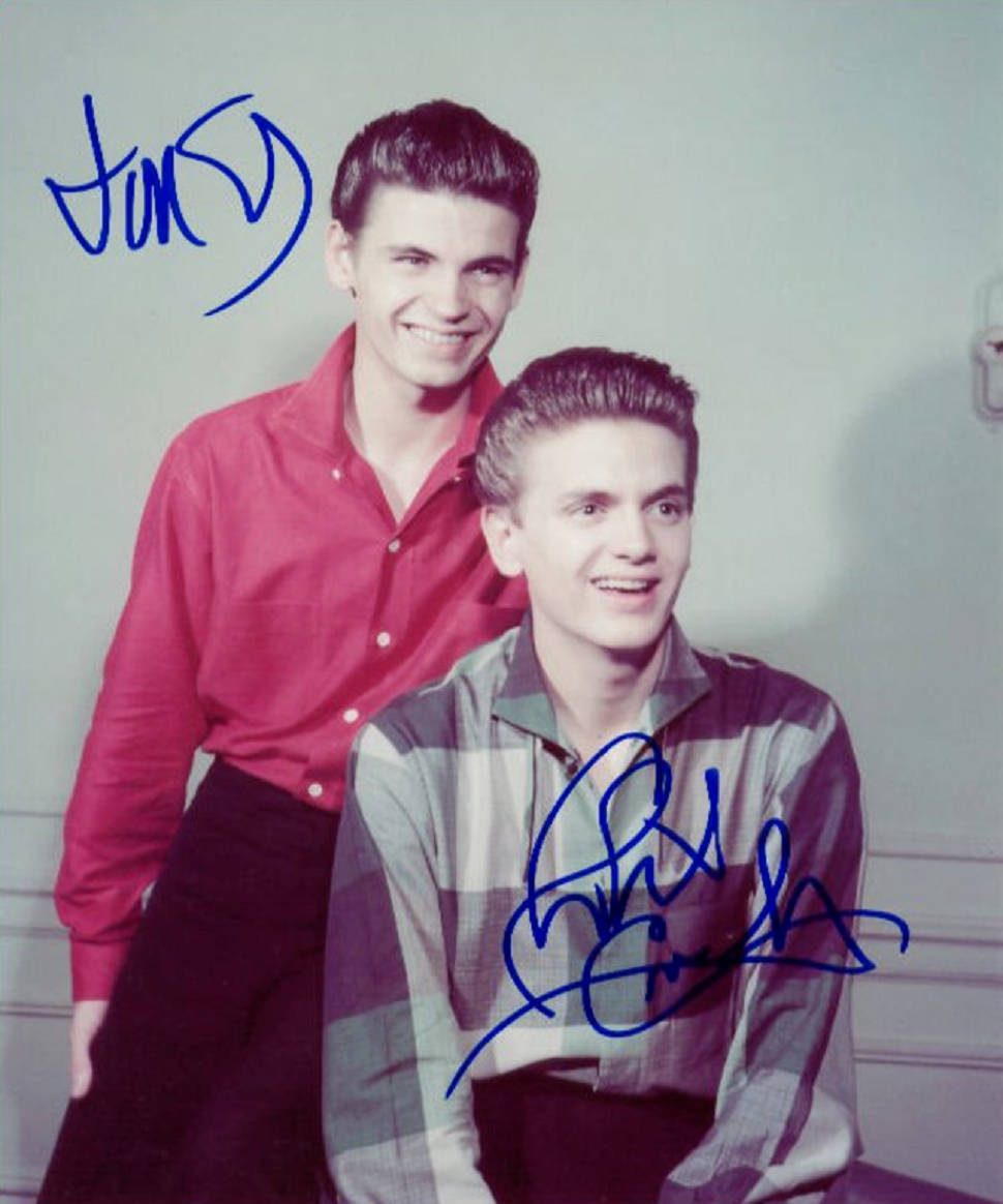 Iconic Rock Duo, The Everly Brothers Autographed Portrait Wallpaper