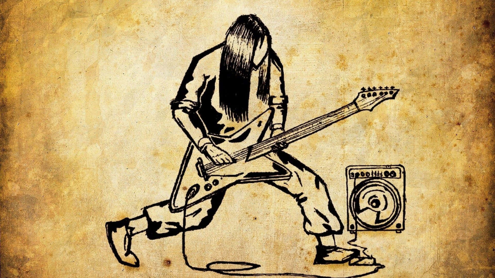 Rock Guitarist Sketch Art Wallpaper
