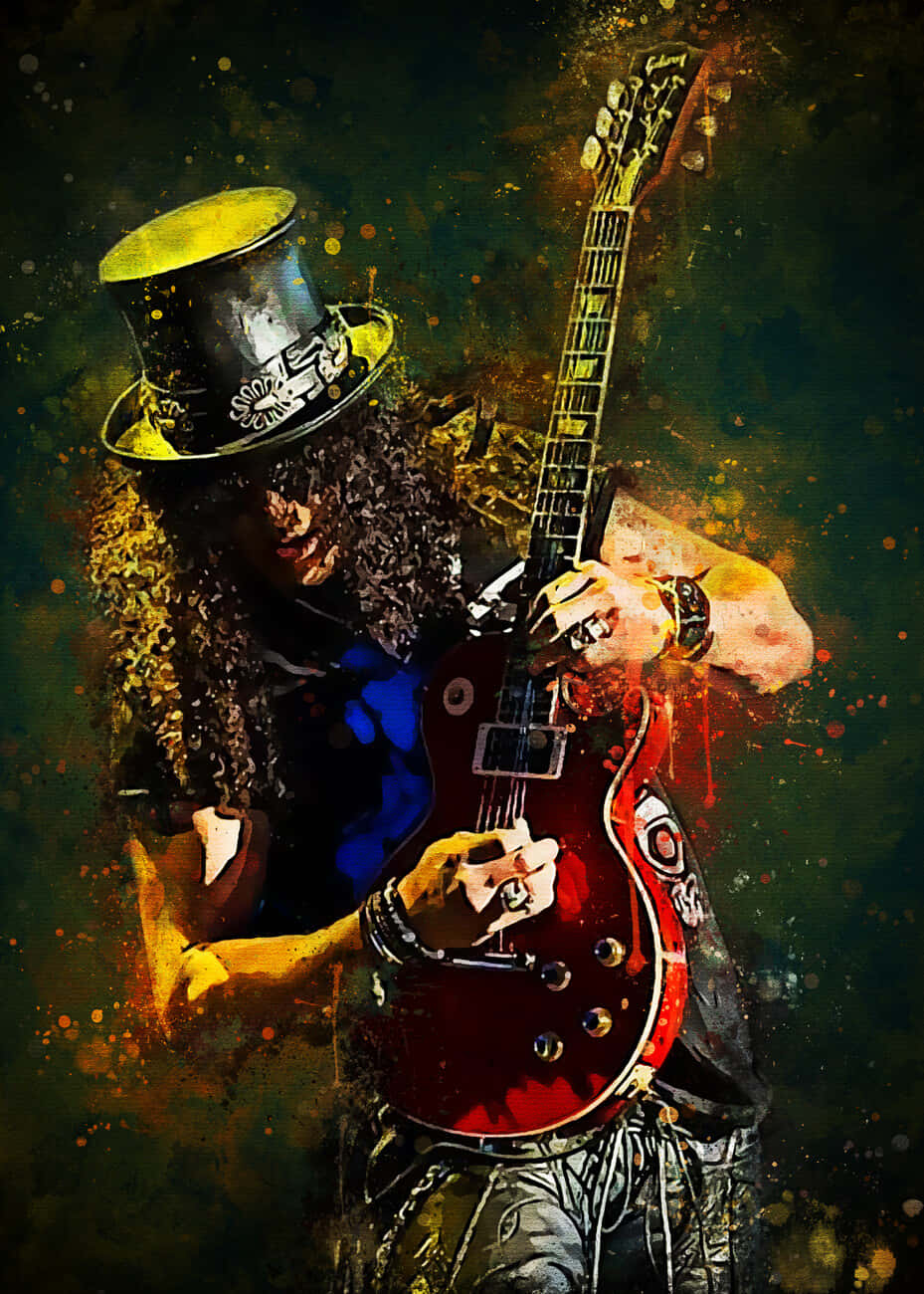 Rock Guitaristin Top Hat Wallpaper
