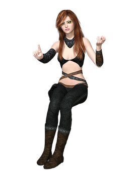 Rock Inspired Female Character Pose PNG
