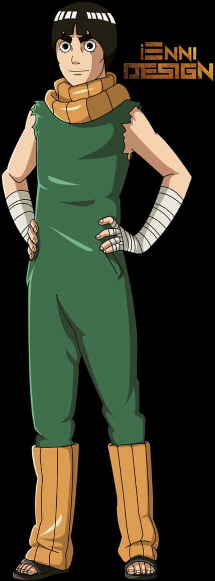 Rock Lee Anime Character Standing Pose PNG