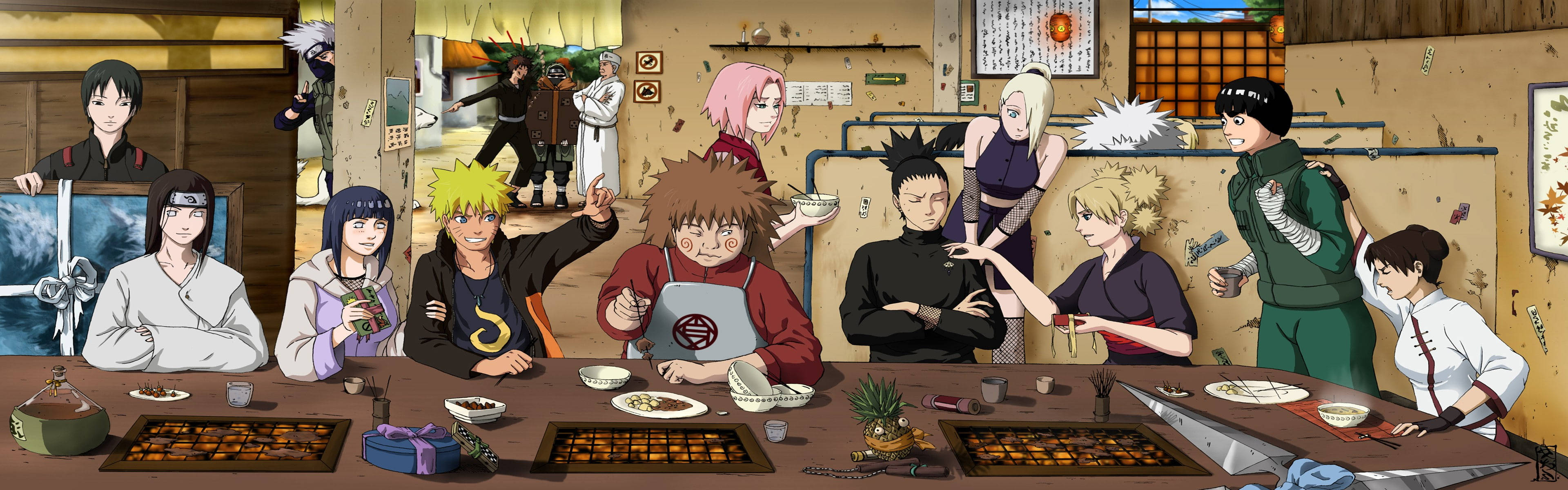 Rock Lee Eating With Friends Wallpaper