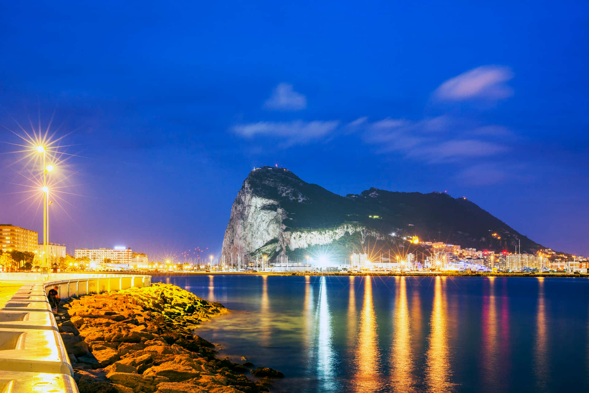 Rock Of Gibraltar City Lights Wallpaper
